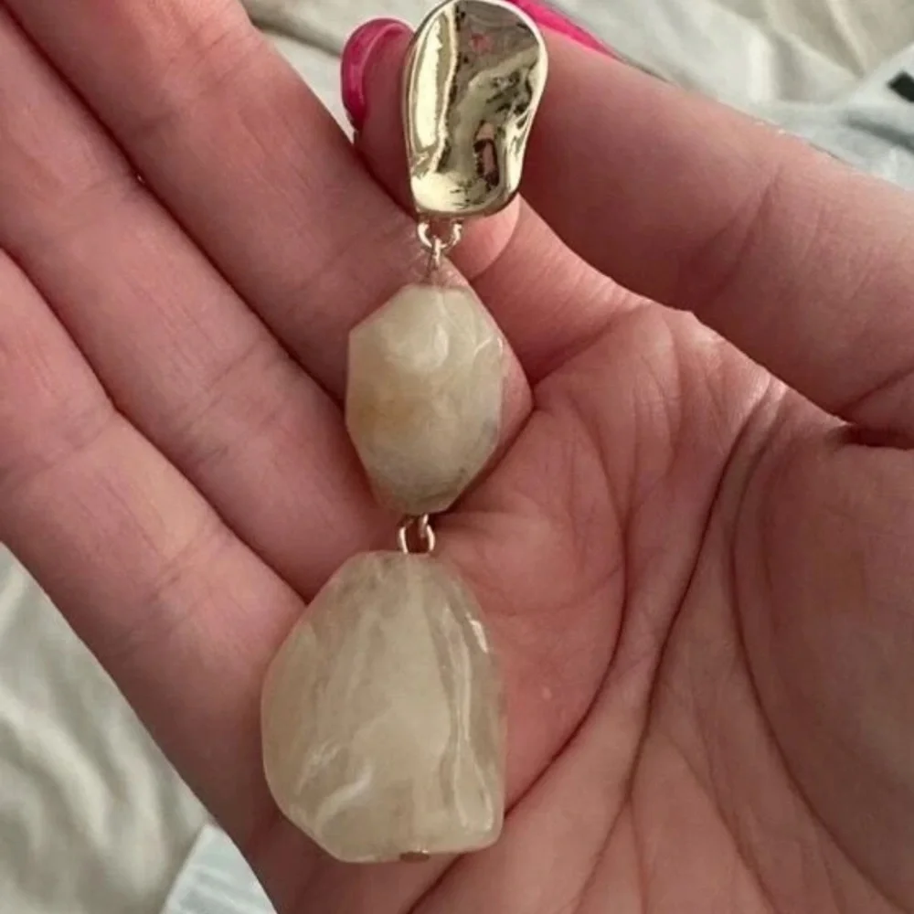 Vintage Boho Asymmetrical Resin Stone Drop Earrings NEW 🏷️